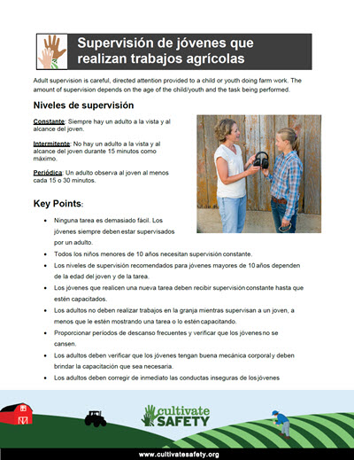 Click to open Supervising Youth Working in Agriculture PDF in Spanish