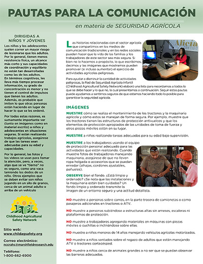 Click to open Media Guidelines for Agricultural Safety (Spanish)