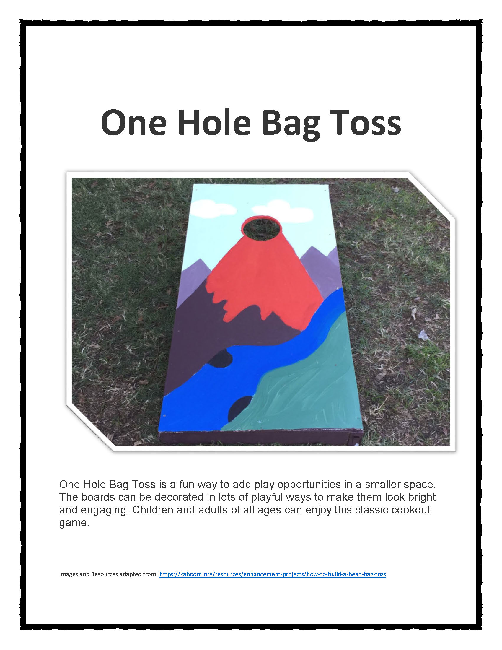 Click here to open the One Hole Bag Toss PDF in English.